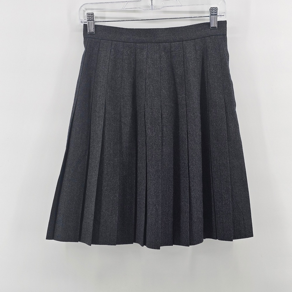 Talbots Pleated Skirt Women 6P Gray 100% Worsted Wool Mini Knife Pleat Made USA